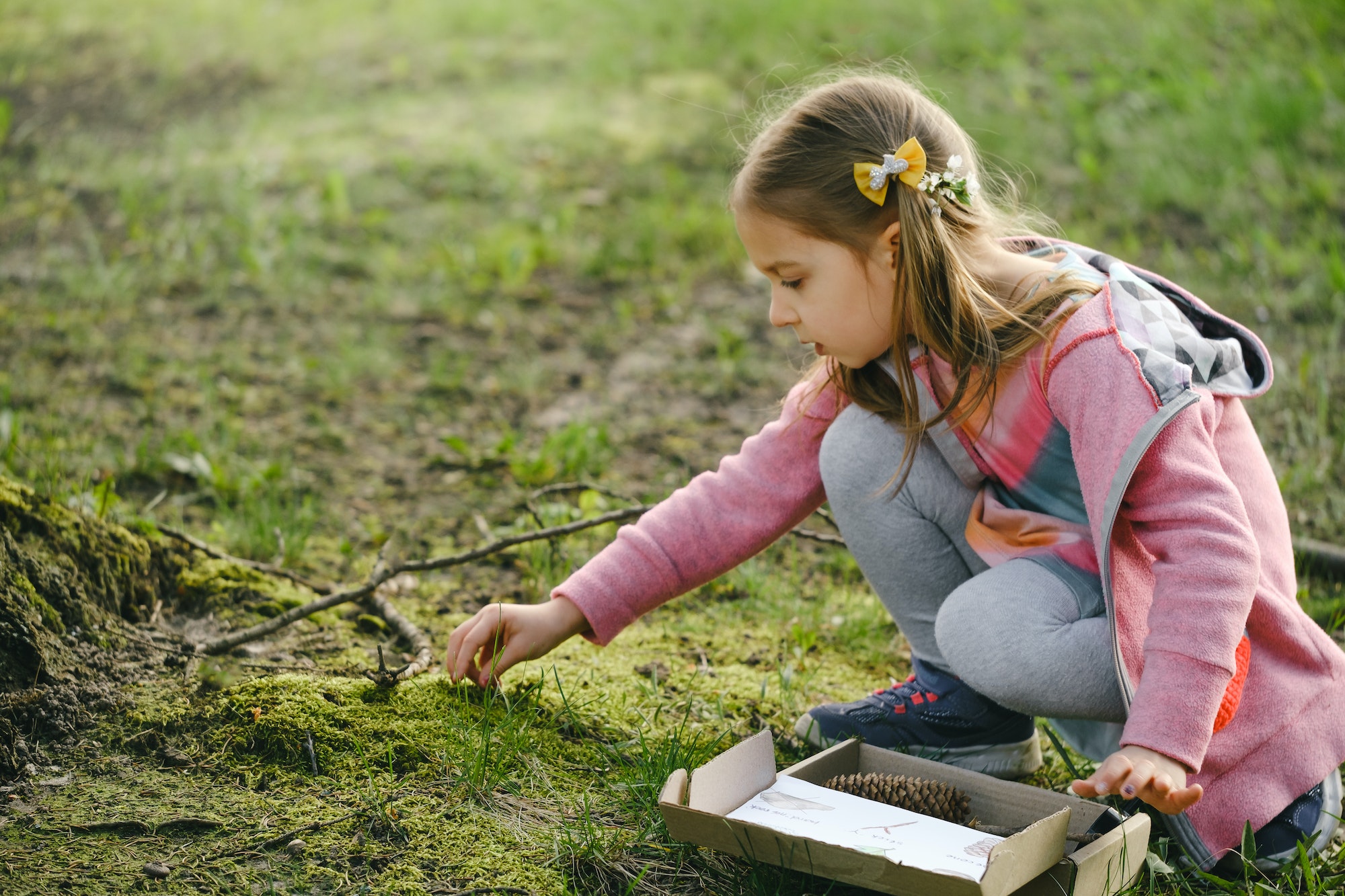 Nature education. Fun kids activity outdoors